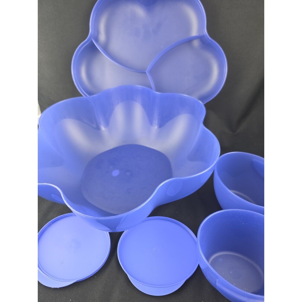 Tupperware Open House Chip N Dip 1.5 gal Bowl Set | 16-Cup Capacity | Blue